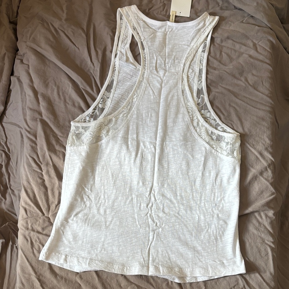 Color Story White Lace Accent Tank Top size Small - Picture 4 of 6